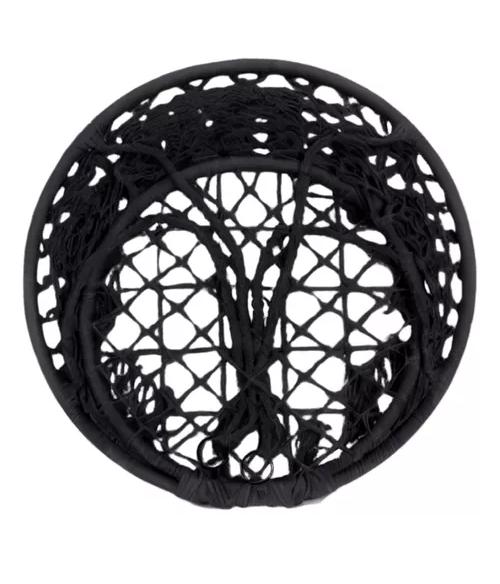 HAMACA SILLA COLGANTE REDONDA INTERIOR EXTERIOR MACRAMÉ NEGRO - 4