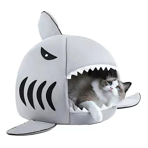 CASA CAMA PARA MASCOTAS PERRO Y GATO TIBURÓN ROSADO - 2