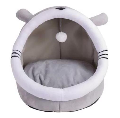 CASA CAMA PLUSH IGLÚ NIDO PARA MASCOTAS GRIS - 2