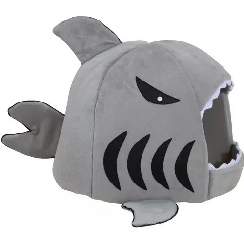 CASA CAMA PARA MASCOTAS PERRO Y GATO TIBURÓN GRIS - 1