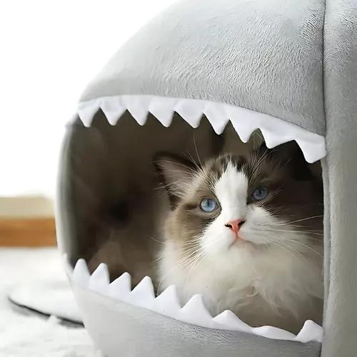 CASA CAMA PARA MASCOTAS PERRO Y GATO TIBURÓN GRIS - 3