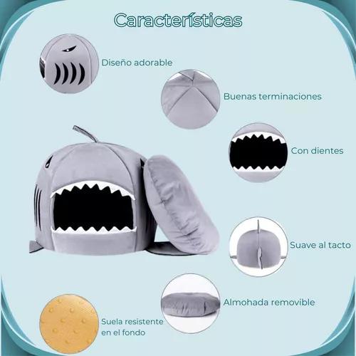 CASA CAMA PARA MASCOTAS PERRO Y GATO TIBURÓN GRIS - 6