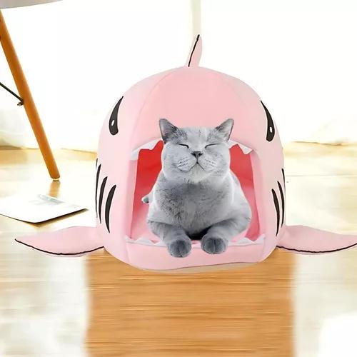 CASA CAMA PARA MASCOTAS PERRO Y GATO TIBURÓN GRIS - 8