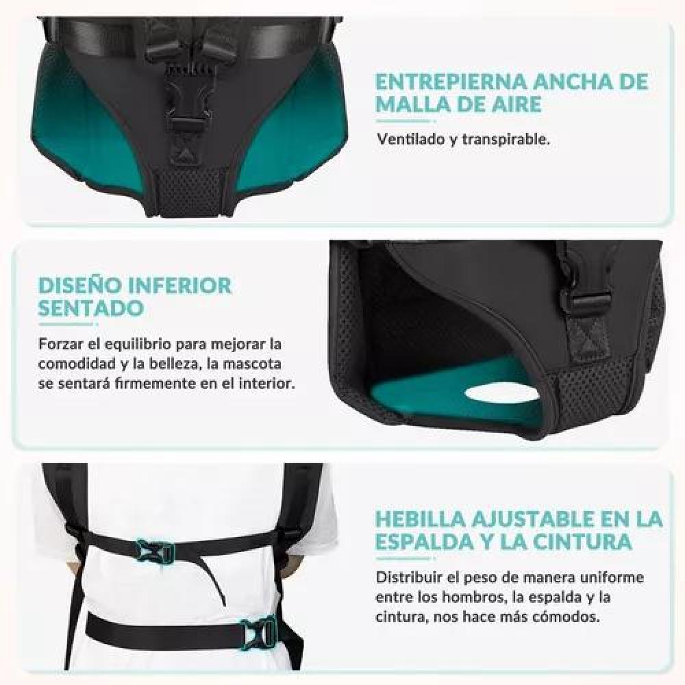 MOCHILA PERROS TRANSPORTADORA AJUSTABLE S NEGRO - 3