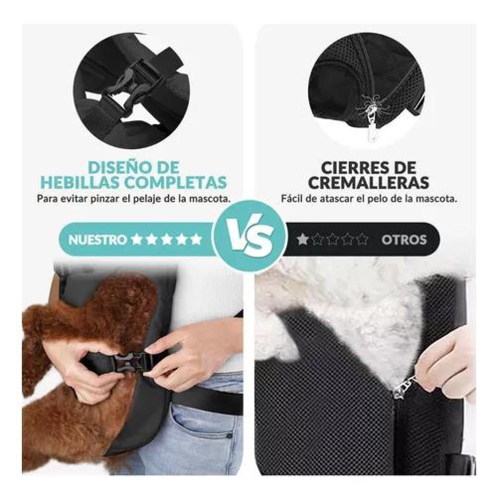 MOCHILA PERROS TRANSPORTADORA AJUSTABLE S NEGRO - 4