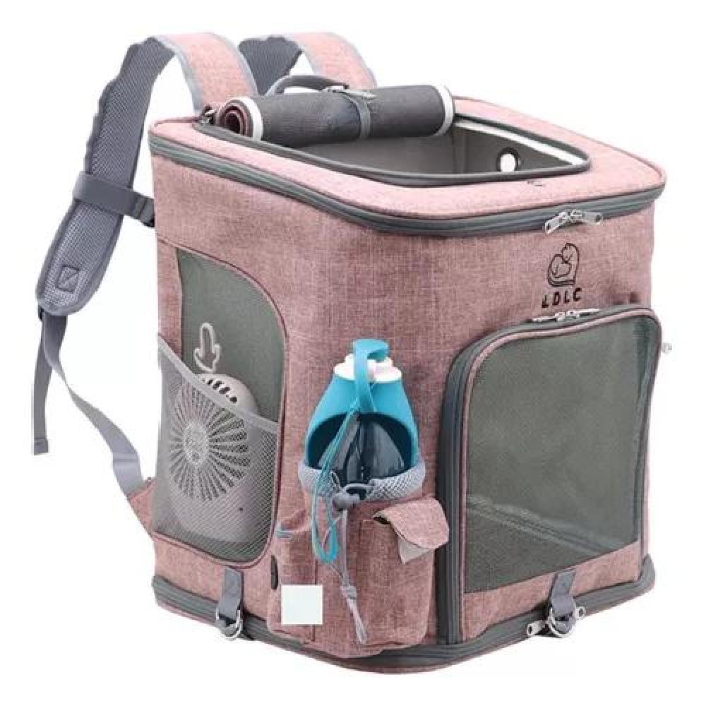 MOCHILA PERROS Y GATOS VIAJE CÓMODA SEGURA ROSADO - 1