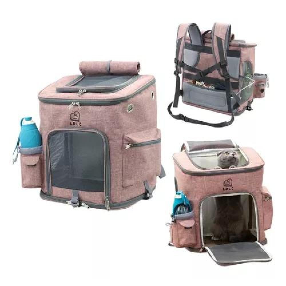 MOCHILA PERROS Y GATOS VIAJE CÓMODA SEGURA ROSADO - 2