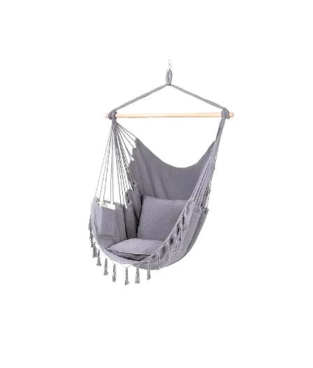 SILLA HAMACA CON PALO PARA INTERIOR Y EXTERIORES GRIS - 3