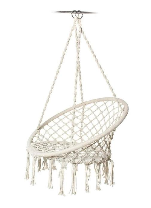 SILLA HAMACA COLGANTE PARA TERRAZA O JARDÍN COLOR BLANCO - 1