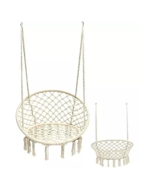 SILLA HAMACA COLGANTE PARA TERRAZA O JARDÍN COLOR BLANCO - 3