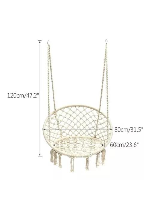SILLA HAMACA COLGANTE PARA TERRAZA O JARDÍN COLOR BLANCO - 4