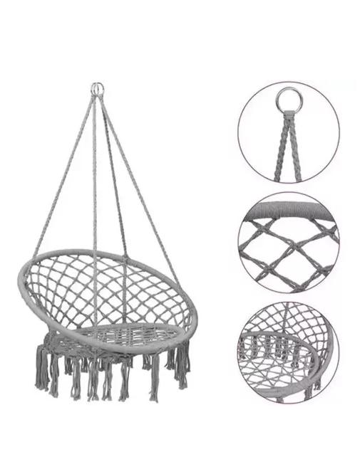 SILLA HAMACA COLGANTE PARA TERRAZA O JARDÍN COLOR GRIS - 2