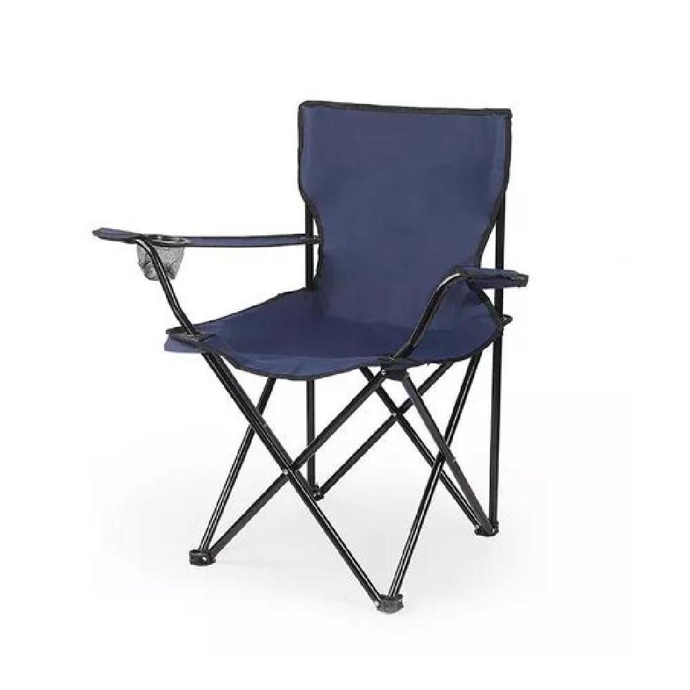 SILLA PLEGABLE DE PLAYA CAMPING CON BOLSO DE PORTA VASOS AZUL - 1