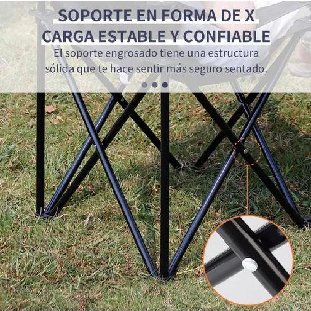 SILLA PLEGABLE DE PLAYA CAMPING CON BOLSO DE PORTA VASOS AZUL - 6