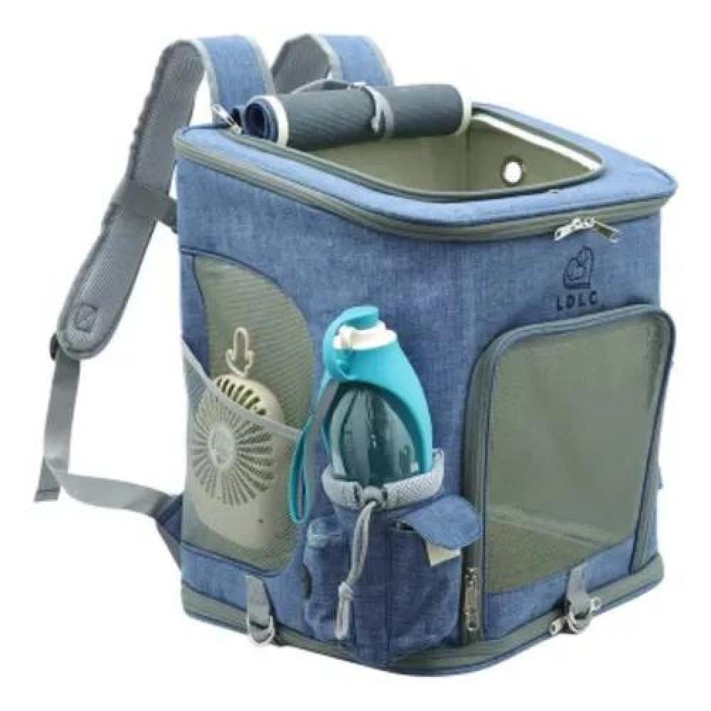 MOCHILA PERROS Y GATOS VIAJE CÓMODA SEGURA AZUL - 1