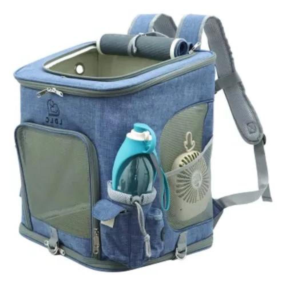 MOCHILA PERROS Y GATOS VIAJE CÓMODA SEGURA AZUL - 2