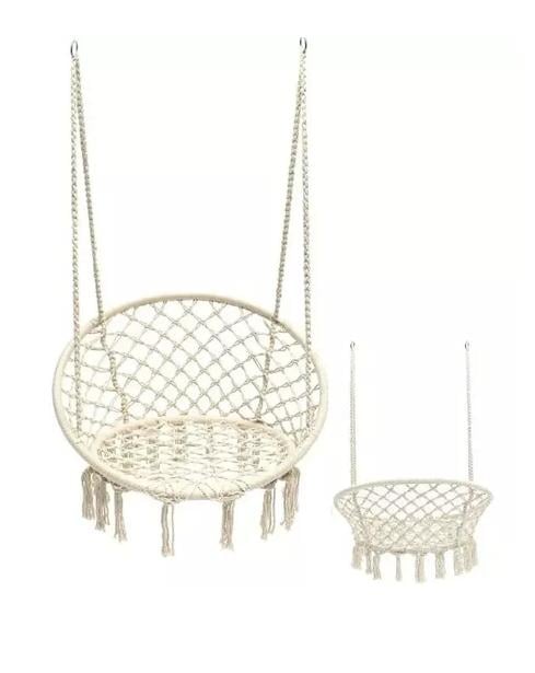 SILLA HAMACA COLGANTE PARA TERRAZA O JARDÍN COLOR BEIGE - 2