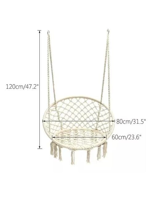 SILLA HAMACA COLGANTE PARA TERRAZA O JARDÍN COLOR BEIGE - 3
