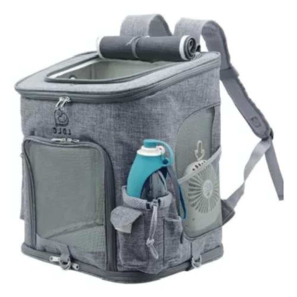 MOCHILA PERROS Y GATOS VIAJE CÓMODA SEGURA GRIS - 2