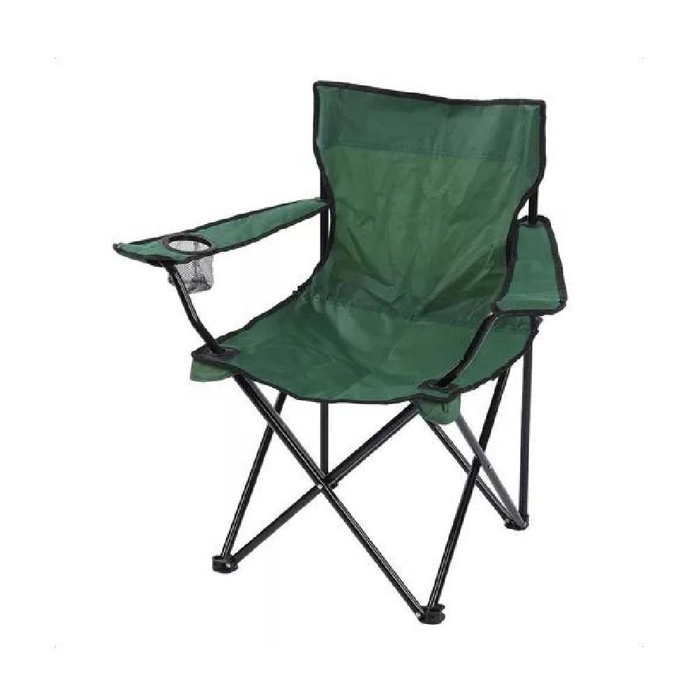 SILLA PLEGABLE DE PLAYA CAMPING CON BOLSO DE PORTA VASOS VERDE - 1