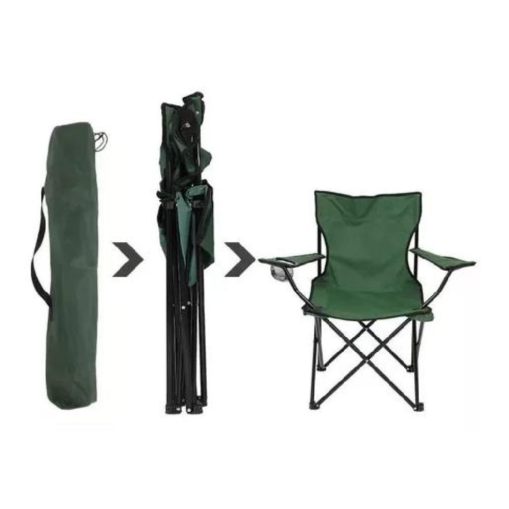 SILLA PLEGABLE DE PLAYA CAMPING CON BOLSO DE PORTA VASOS VERDE - 2
