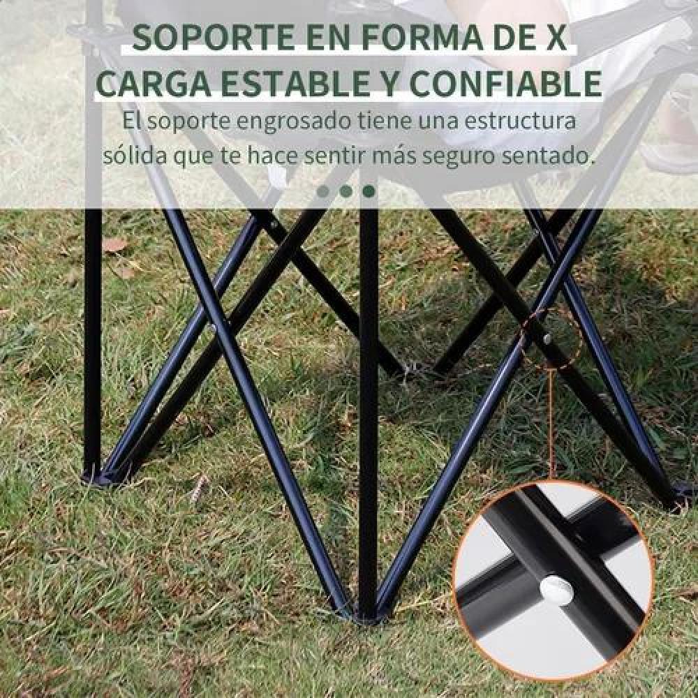 SILLA PLEGABLE DE PLAYA CAMPING CON BOLSO DE PORTA VASOS VERDE - 5