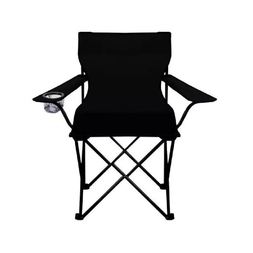 SILLA PLEGABLE CON PORTA VASO COLOR NEGRO - 1