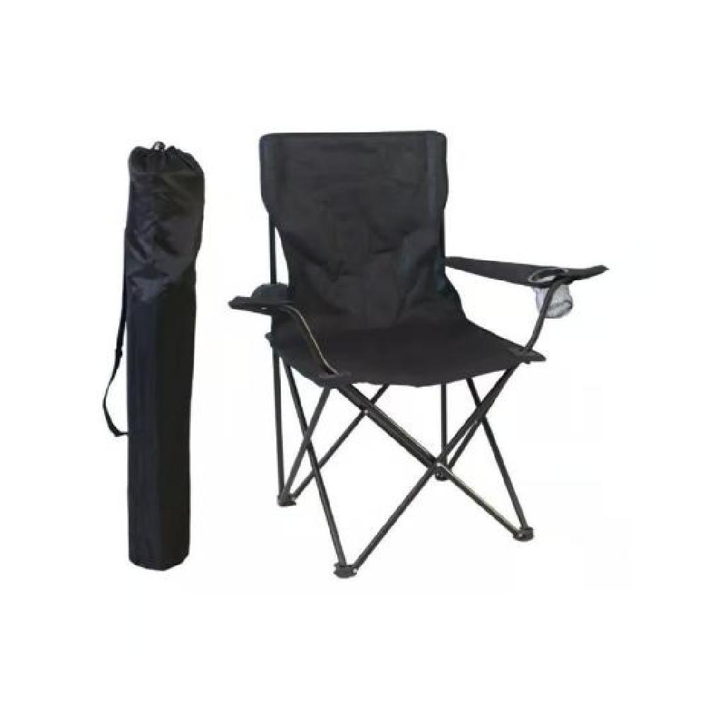 SILLA PLEGABLE CON PORTA VASO COLOR NEGRO - 3