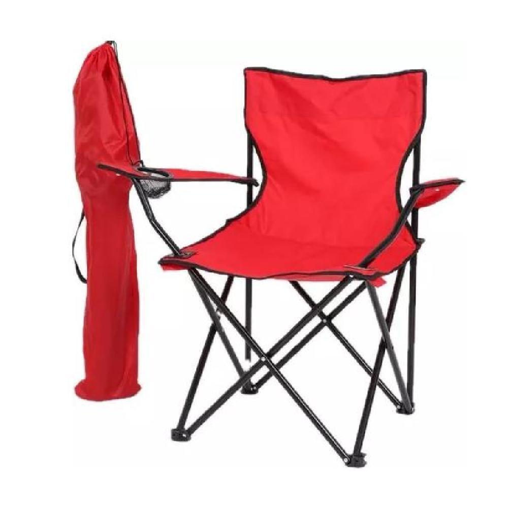 SILLA PLEGABLE PLAYA EXTERIOR CAMPO CAMPING PORTÁTIL ROJA - 2