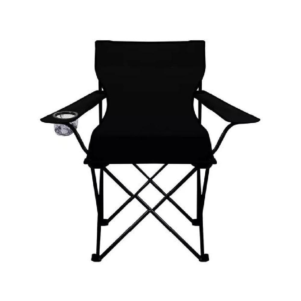 SILLA PLEGABLE CON PORTA VASO COLOR NEGRO - 1
