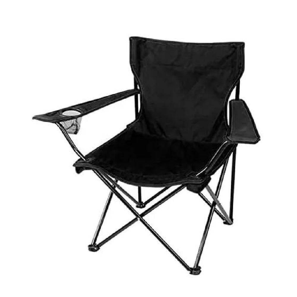 SILLA PLEGABLE CON PORTA VASO COLOR NEGRO - 2