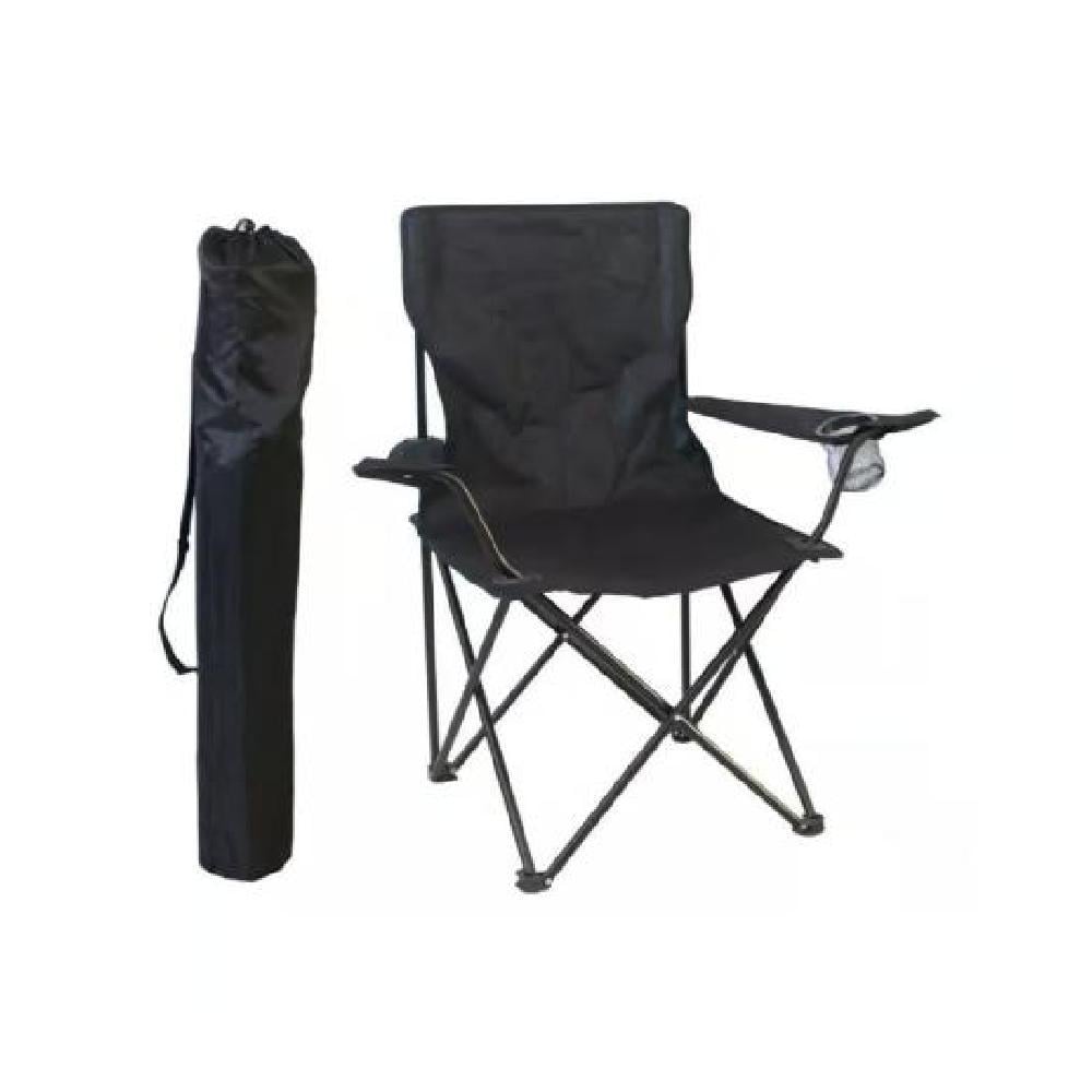 SILLA PLEGABLE CON PORTA VASO COLOR NEGRO - 3