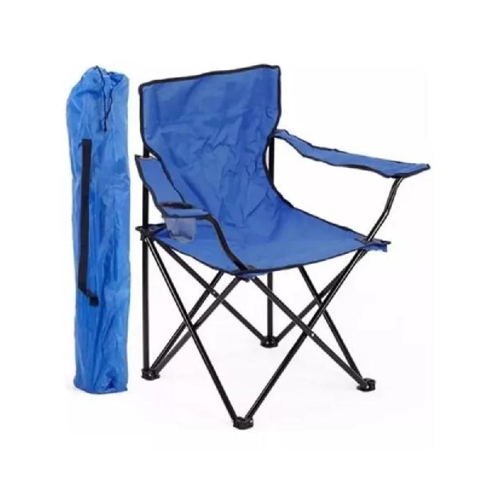 SILLA PLEGABLE CON PORTA VASO COLOR CELESTE - 2
