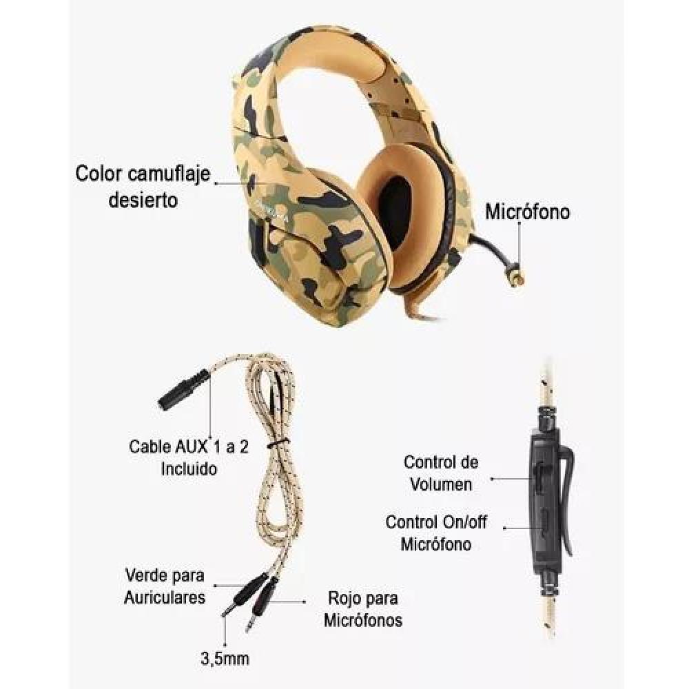 AURICULARES GAMER INALÁMBRICOS ONIKUMA K1-B CAMOUFLAGE YELLOW - 6
