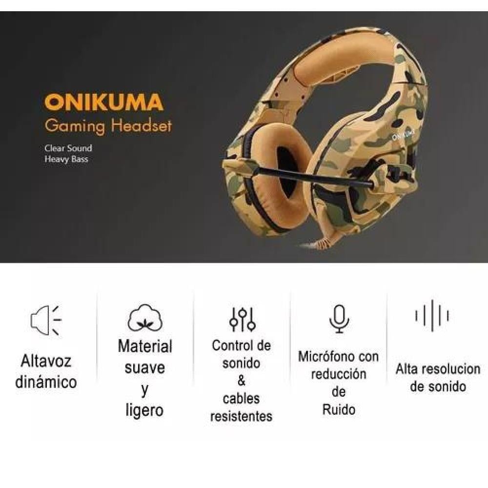 AURICULARES GAMER INALÁMBRICOS ONIKUMA K1-B CAMOUFLAGE YELLOW - 8