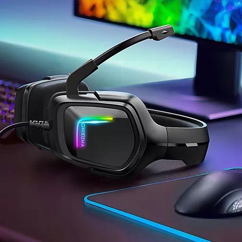 AURICULARES GAMER ONIKUMA K20 CAMUFLAJE BLANCO LED NEGRO - 5