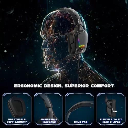 AURICULARES GAMER ONIKUMA K20 CAMUFLAJE BLANCO LED NEGRO - 7