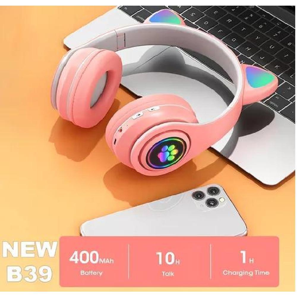 AURICULARES GAMER INALÁMBRICOS CAT GAMING STN-28 ROSA LED - 3