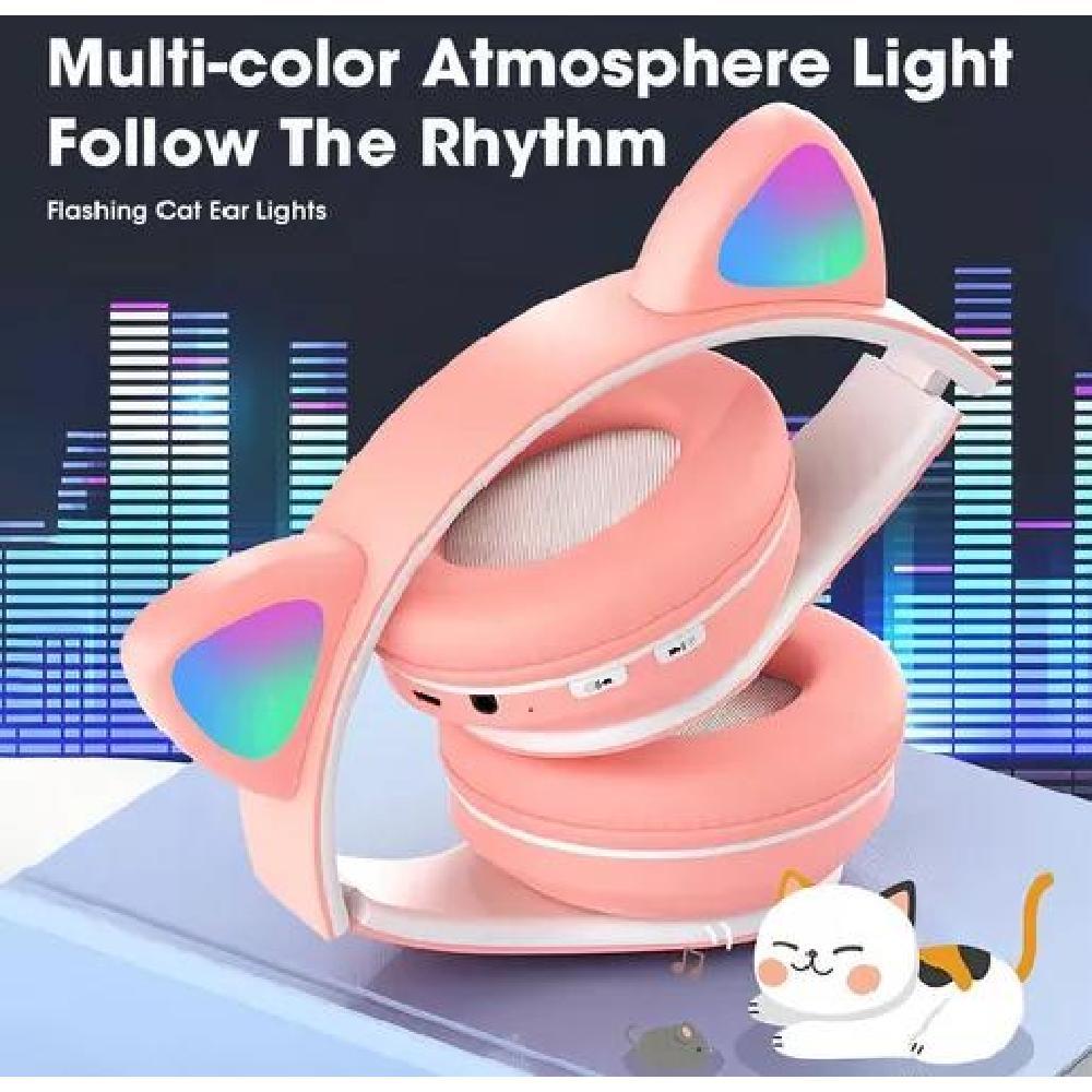 AURICULARES GAMER INALÁMBRICOS CAT GAMING STN-28 ROSA LED - 4