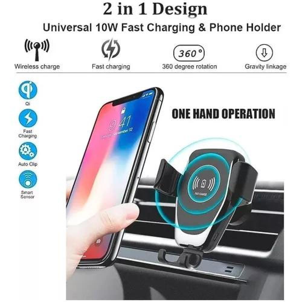 CARGADOR INALÁMBRICO CELULAR AUTO 10W SOPORTE CARGA RÁPIDA - 4