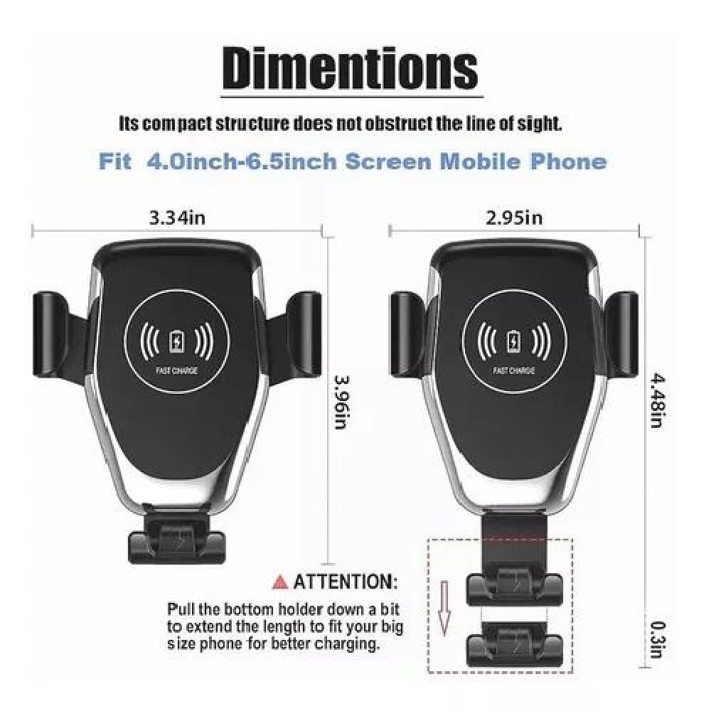 CARGADOR INALÁMBRICO CELULAR AUTO 10W SOPORTE CARGA RÁPIDA - 6