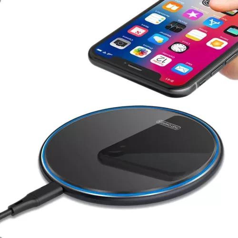 CARGADOR INALÁMBRICO 15W CARGA RÁPIDA CON CABLE ULTRALIGERO NEGRO - 1