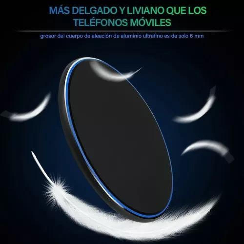 CARGADOR INALÁMBRICO 15W CARGA RÁPIDA CON CABLE ULTRALIGERO NEGRO - 4