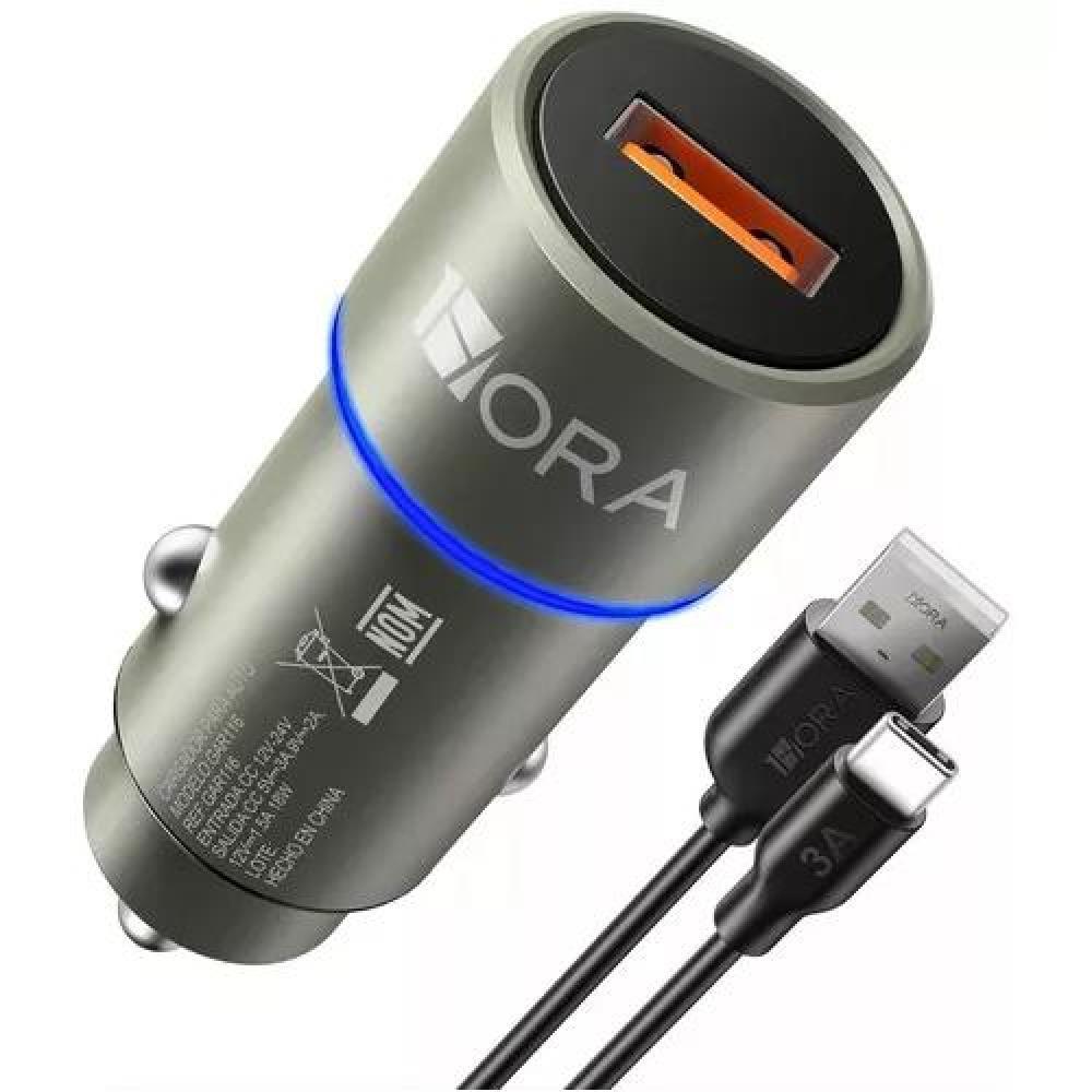 GENÉRICO CARGADOR PARA AUTO 18W CARGA RÁPIDA CON CABLE TIPO C