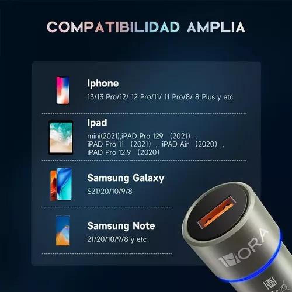 CARGADOR PARA AUTO 18W CARGA RÁPIDA CON CABLE TIPO C - 2