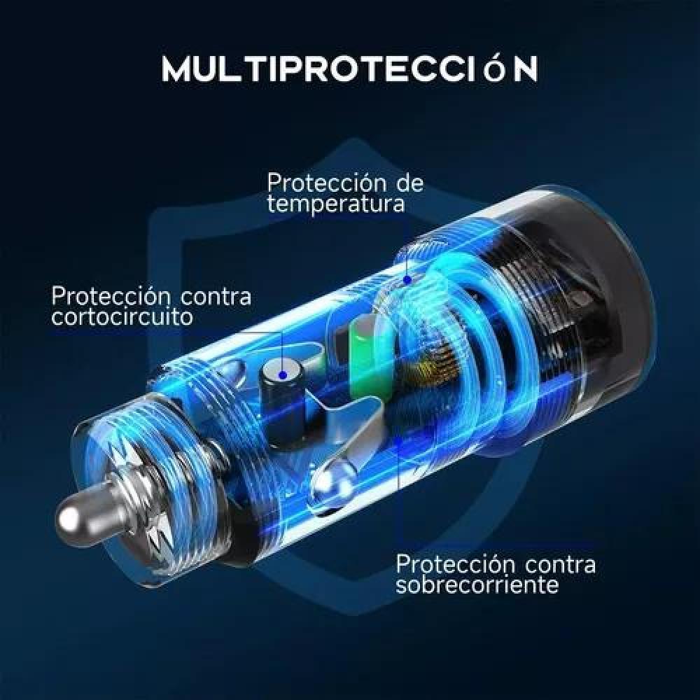 CARGADOR PARA AUTO 18W CARGA RÁPIDA CON CABLE TIPO C - 7
