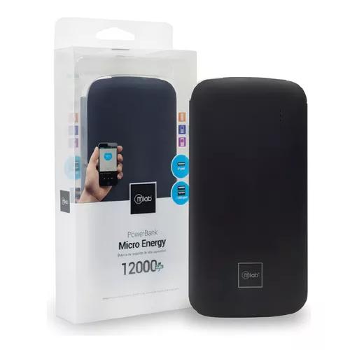 GENÉRICO CARGADOR PORTÁTIL POWER BANK MICROLAB 12,000 MAH, COLOR NEGRO