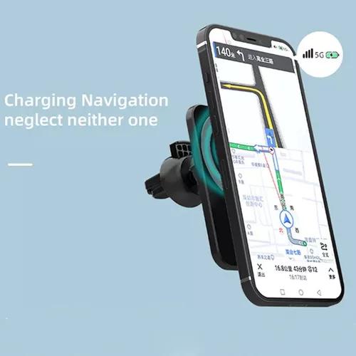 CARGADOR Y SOPORTE INALÁMBRICO PARA IPHONE MAGSAFE AUTO NEGRO - 7