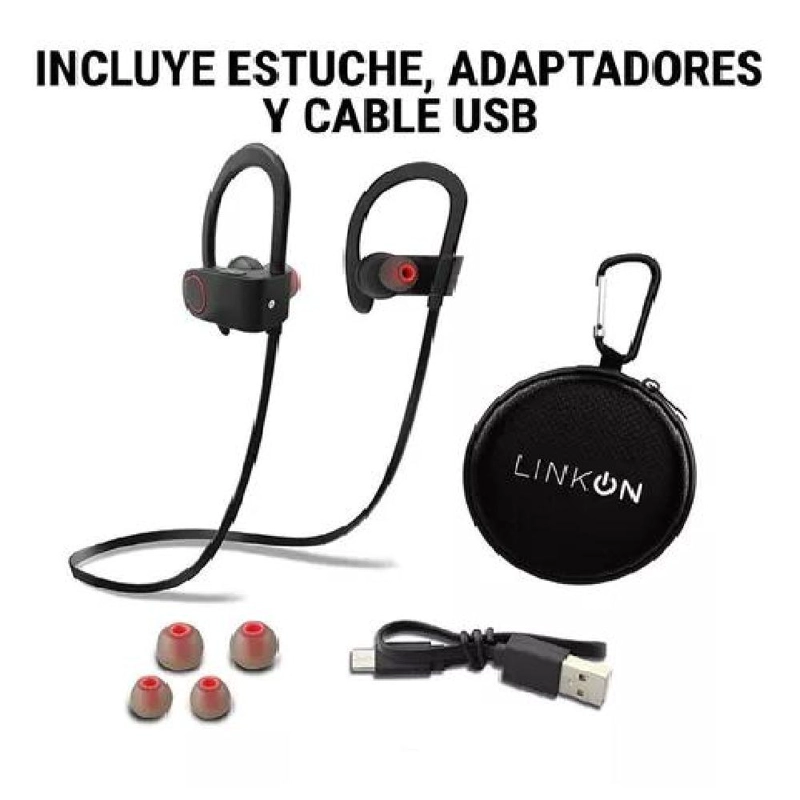 AUDÍFONOS DEPORTIVOS INALÁMBRICOS BLUETOOTH CON MICRÓFONO NEGRO - 8
