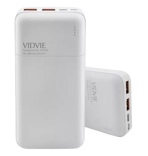 CARGADOR PORTÁTIL POWER BANK 20,000 MAH VIDVIE, COLOR BLANCO - 1